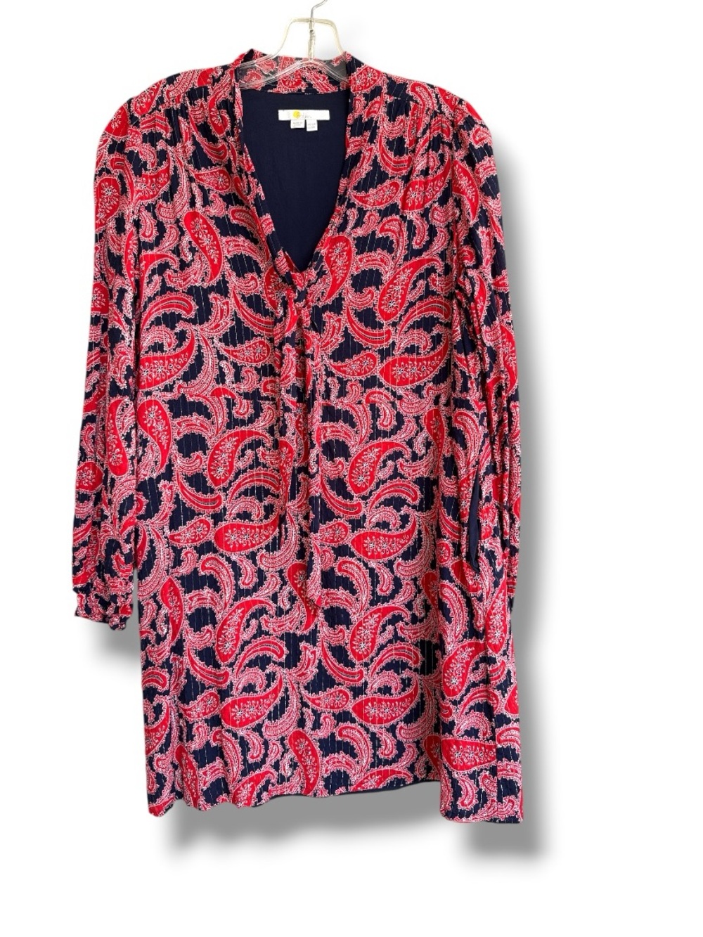 Boden Red/Navy Paisley Tie-Neck Mini Dress US Size 8 - Picture 1 of 15
